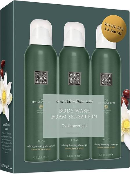 Set Sữa tắm tạo bọt the Rituals of JING Relax foaming shower gel Value Pack 3