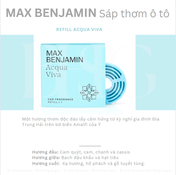 Sáp thơm ô tô Max Benjamin Acqua Viva Complete Car Fragrance