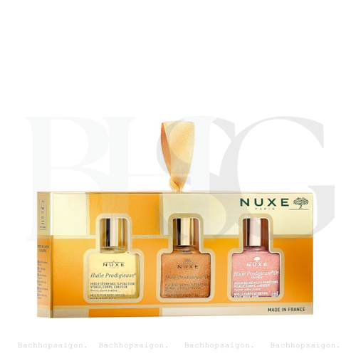 Gift set Dầu khô dưỡng da Nuxe Huile Prodigieuse the 3 Prodigieux Dry oil 10ml