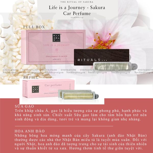 Refill Sáp thơm ô tô The Rituals of Sakura car perfume