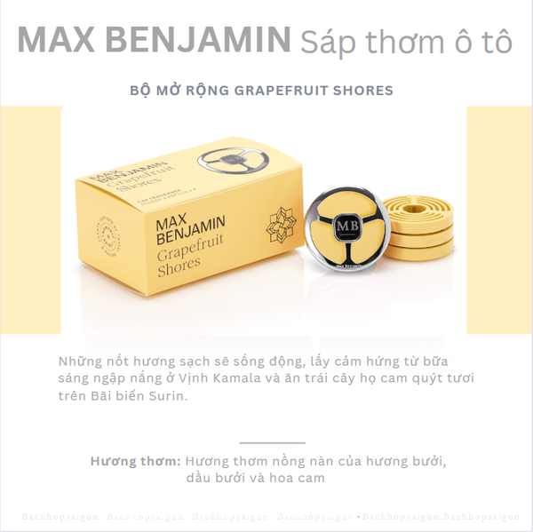 Sáp thơm ô tô Max Benjamin Grapefruit Shores Complete Car Fragrance