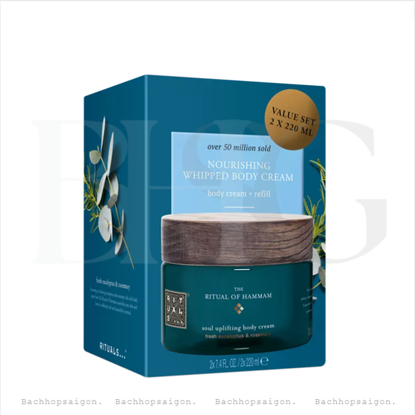 Set Kem dưỡng body The Rituals of Hammam Body cream 220ml và Refill