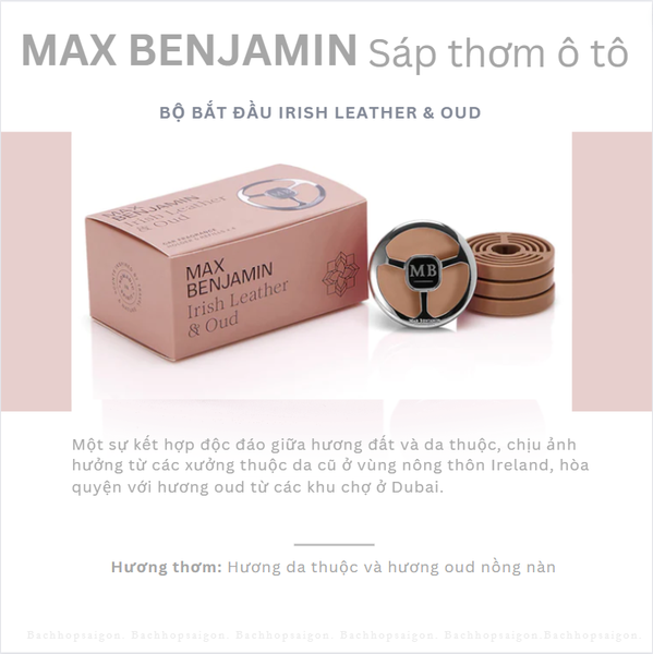 Sáp thơm ô tô Max Benjamin Irish Leather and Oud Complete Car Fragrance