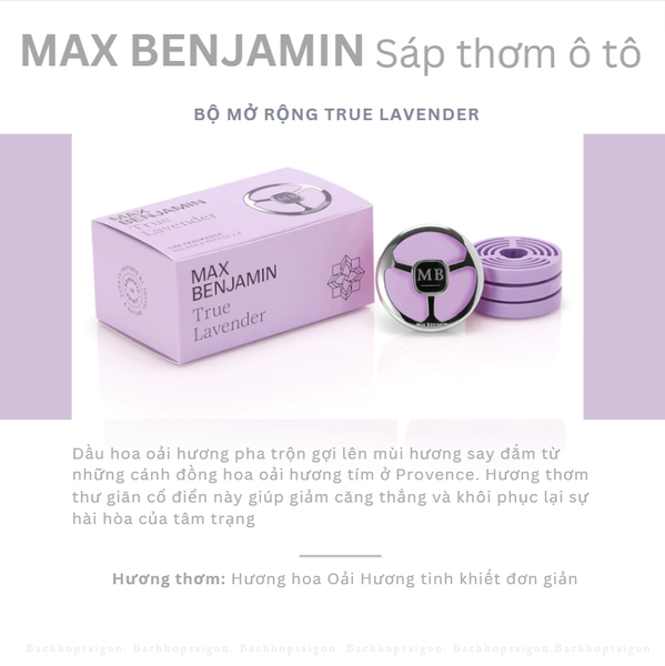Sáp thơm ô tô Max Benjamin True Lavender Complete Car Fragrance hương lavender