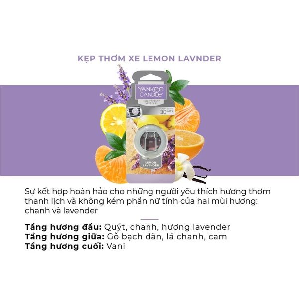 Kẹp cửa gió thơm xe Chanh Oải Hương Lemon Lavender Yankee Candle
