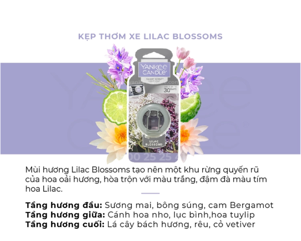 Kẹp cửa gió thơm xe Hương hoa cỏ Lilac Blossoms Yankee Candle