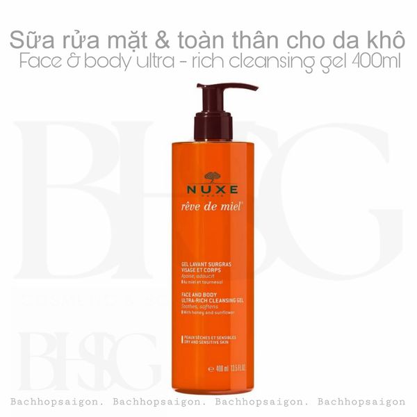 Sữa tắm mật ong NUXE Rêve de Miel Face and Body Ultra-Rich Cleansing Gel (400ml)