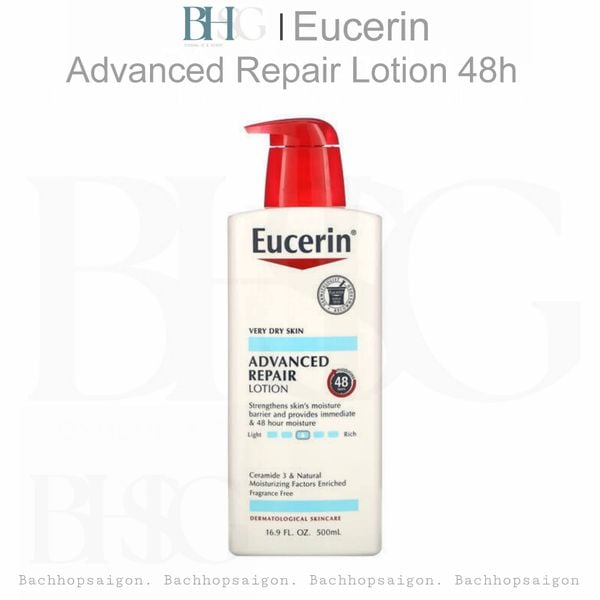 Kem dưỡng body dưỡng ẩm cho da khô, nứt, vẩy Nến Eucerin Advanced Repair Body Lotion 48h 500ml (USA)