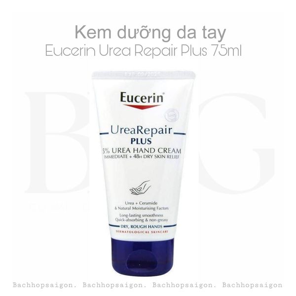 Kem dưỡng da tay Eucerin UreaRepair PLUS 5% Urea hand cream không gây nhờn rít 75ml