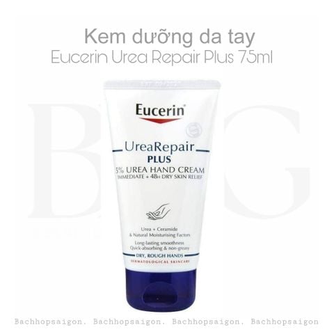 Kem dưỡng da tay Eucerin UreaRepair PLUS 5% Urea hand cream không gây nhờn rít 75ml