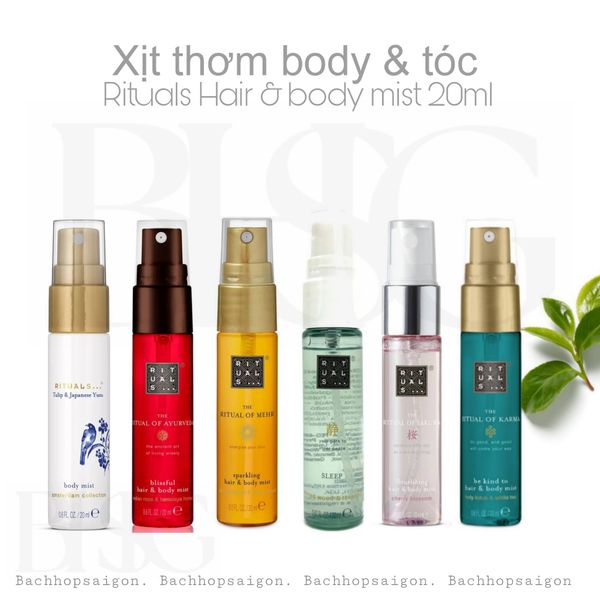 Xịt thơm tóc & cơ thể The Rituals hair and body mist Ayurveda 20ml