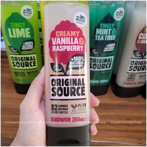 Sữa Tắm Original Source Vanilla & Raspberry Body wash hương vani và mâm xôi 250ml