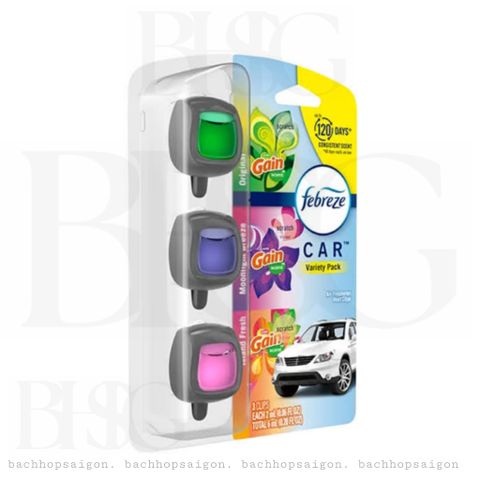 Tinh dầu Thơm xe Febreze Car Gain Scent 3x2ml hương truyền thống