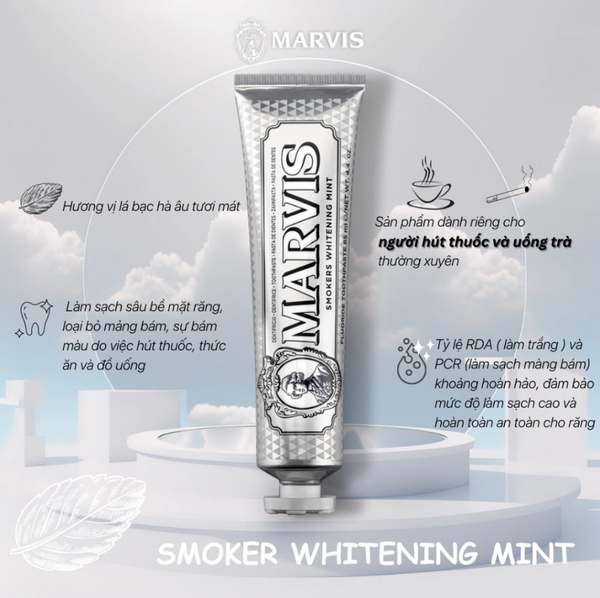 Kem đánh răng Marvis  Smokers Whitening toothpaste 85ml