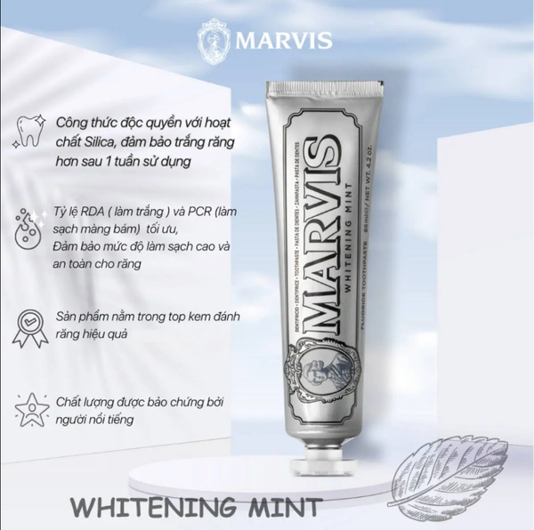 Kem đánh răng Marvis Whitening Mint toothpaste 85ml