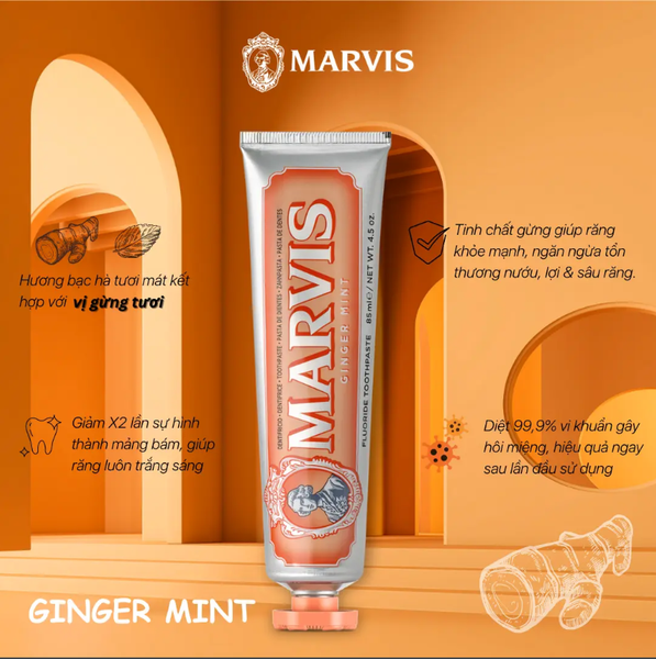 Kem đánh răng Marvis Ginger Mint toothpaste 85ml