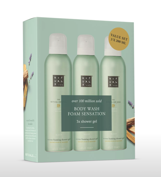 Set Sữa tắm tạo bọt the Rituals of JING Sleep foaming shower gel Value Pack 3