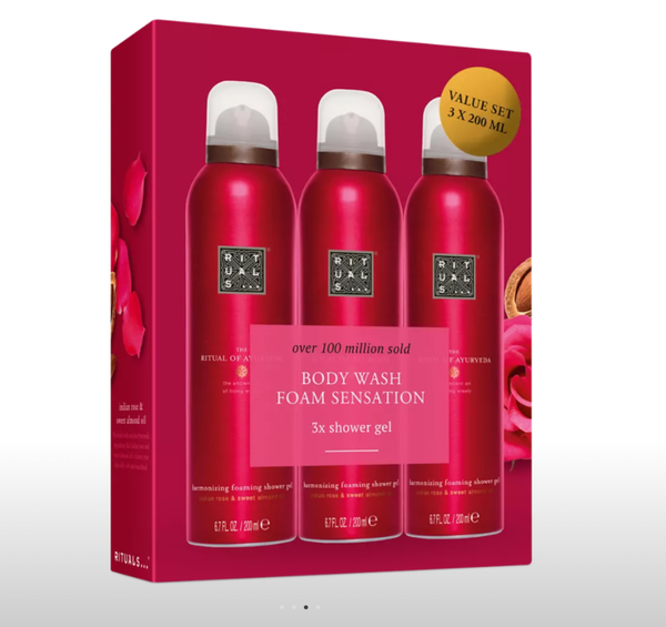 Set Sữa tắm tạo bọt the Rituals of Ayurveda foaming shower gel Value Pack 3