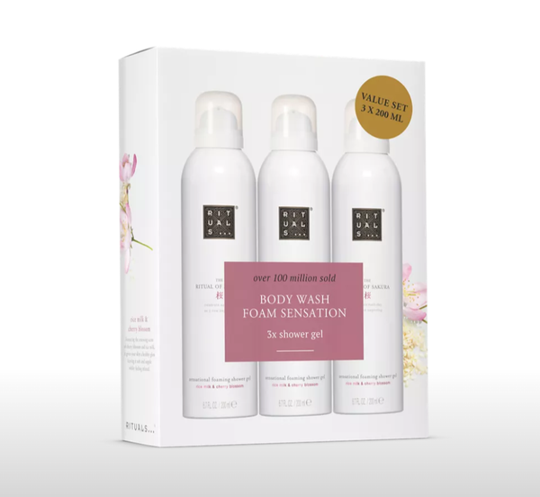 Set Sữa tắm tạo bọt Ritual of SAKURA foaming shower gel Value Pack 3
