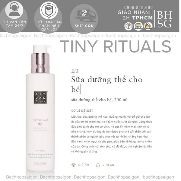 Rituals bộ sản phẩm tắm gội và dưỡng ẩm cho bé TINY RITUALS Baby and Mum Set