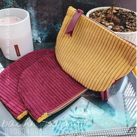 Xả hàng ví mỹ phẩm du lịch mini 1 ngăn 2 màu đỏ vàng