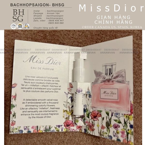 Vial nước hoa nữ miss dior Eau De Parfume 1.5ml