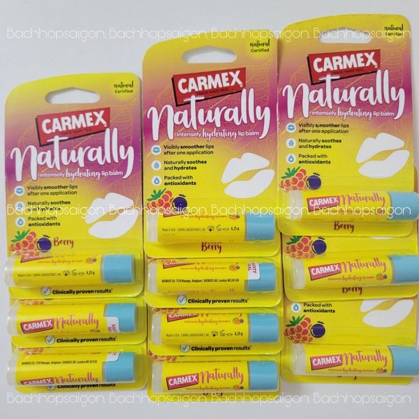 son dưỡng môi Carmex Lip Balm Naturally Hydrating 3 mùi chủ đạo