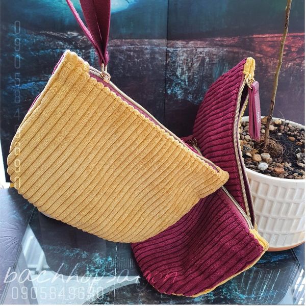 Xả hàng ví mỹ phẩm du lịch mini 1 ngăn 2 màu đỏ vàng