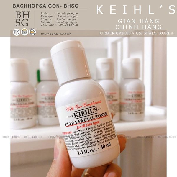Toner dưỡng ẩm làm sáng da không cồn dịu nhẹ Kiehl Ultra Facial Toner size 40ml