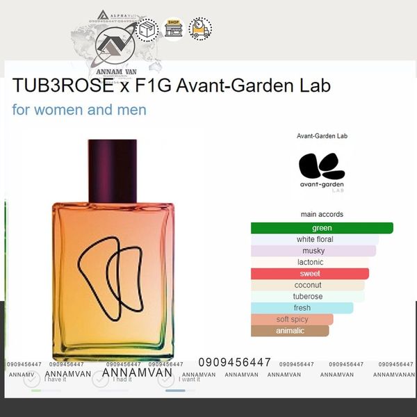 Nước hoa nam cao cấp TUB3ROSE x F1G Avant-Garden Lab 30ml