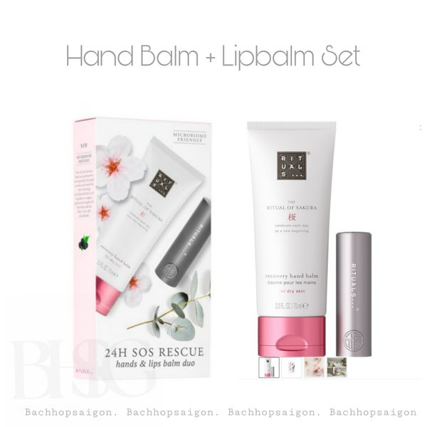 Set dưỡng ẩm tay và môi the Rituals of Sakura Hand & Lip Balm Duo SOS 24h