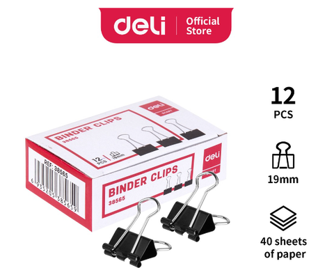 Hộp 12 Kẹp Bướm 19 mm - Deli 38565