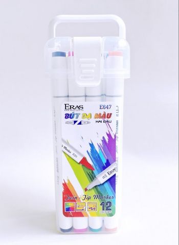 Bút Dạ Màu 2 Đầu E647 12 Màu