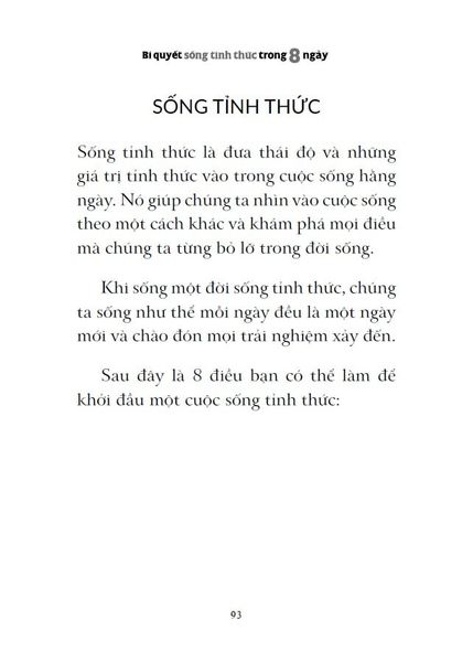 BÍ QUYẾT SỐNG TỈNH THỨC TRONG 8 NGÀY