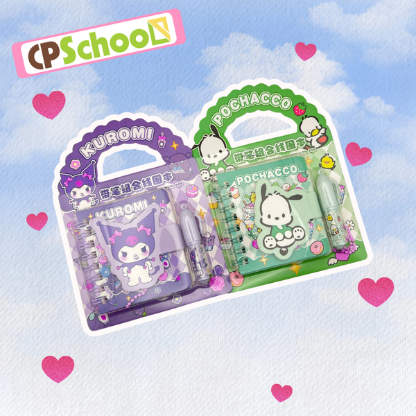 Sổ lò xo kèm viết bìa in hình hoạ tiết dễ thương