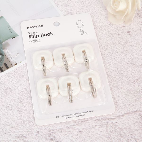 Móc treo dán tường hình vuông (6 cái-trắng ngà,xanh ngọc)