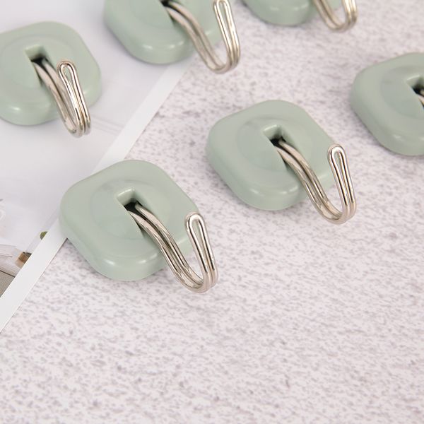 Móc treo dán tường hình vuông (6 cái-trắng ngà,xanh ngọc)