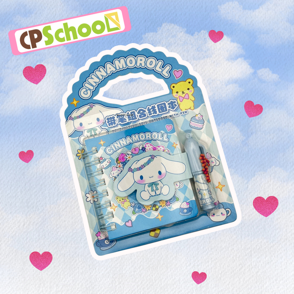 Sổ lò xo kèm viết bìa in hình hoạ tiết dễ thương