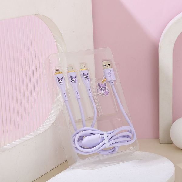 Dây cáp sạc nhanh 3in1 Sanrio-Kuromi