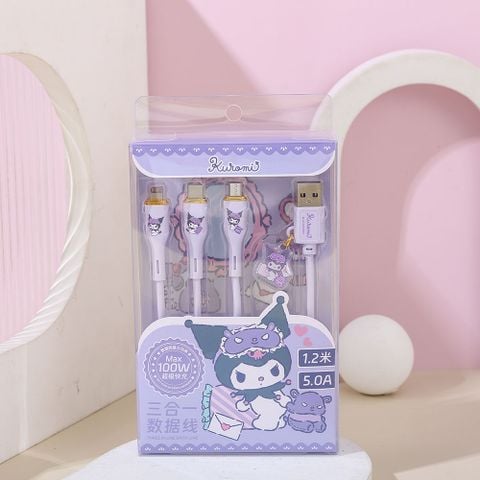 Dây cáp sạc nhanh 3in1 Sanrio-Kuromi