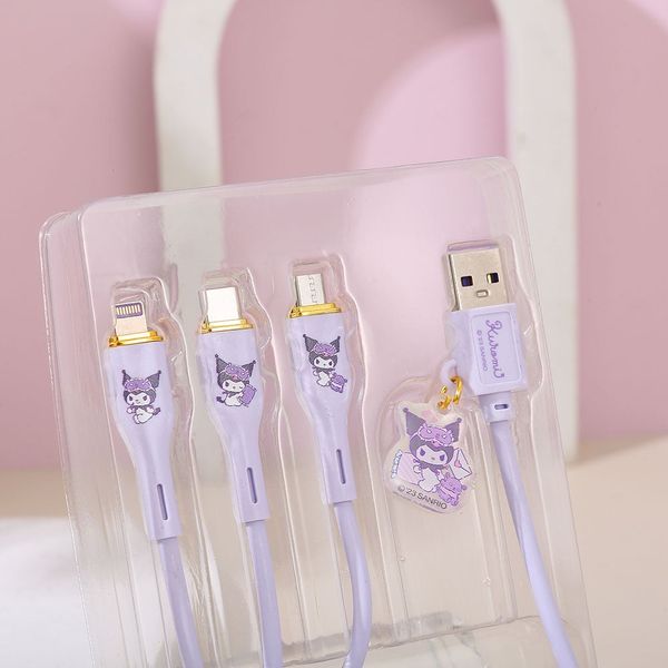 Dây cáp sạc nhanh 3in1 Sanrio-Kuromi