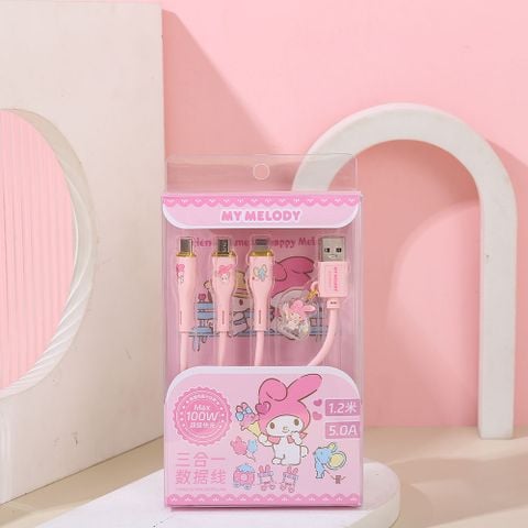 Dây Cáp Cạc Nhanh 3in1 Sanrio-My Melody