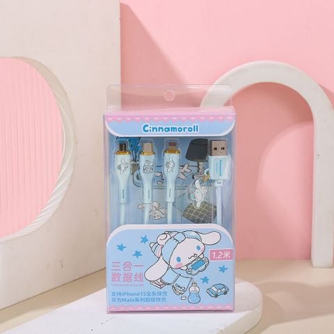 Dây Cáp Cạc Nhanh 3in1 Sanrio-Cinnamoroll