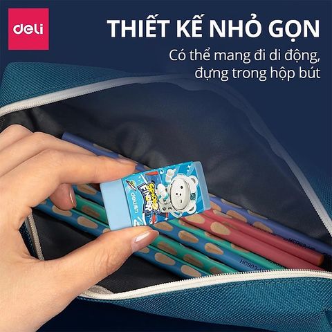 Gôm tẩy 2B Deli hình gấu phi hành gia ít vụn tẩy sạch không gãy xóa chì dành cho học sinh - VP116