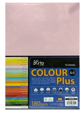 Bìa Màu A4 10 Tờ CAMPAP CR36555 DL180 gsm - Màu Hồng Nhạt