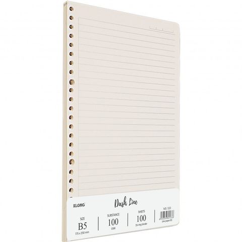 Ruột sổ còng kẻ ngang nét đứt  Dash Line KLONG B5 100 tờ 100/76 100gms  MS533