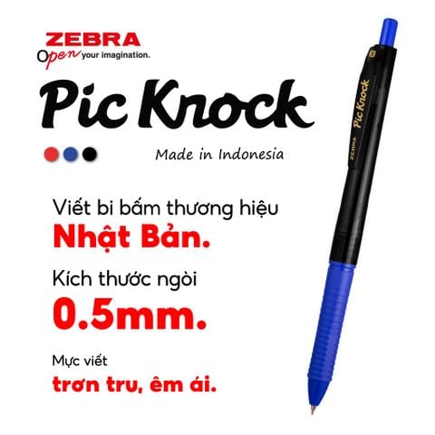 Bút Bi Bấm 0.7 mm Zebra Pic Knock C-BA65-ZA