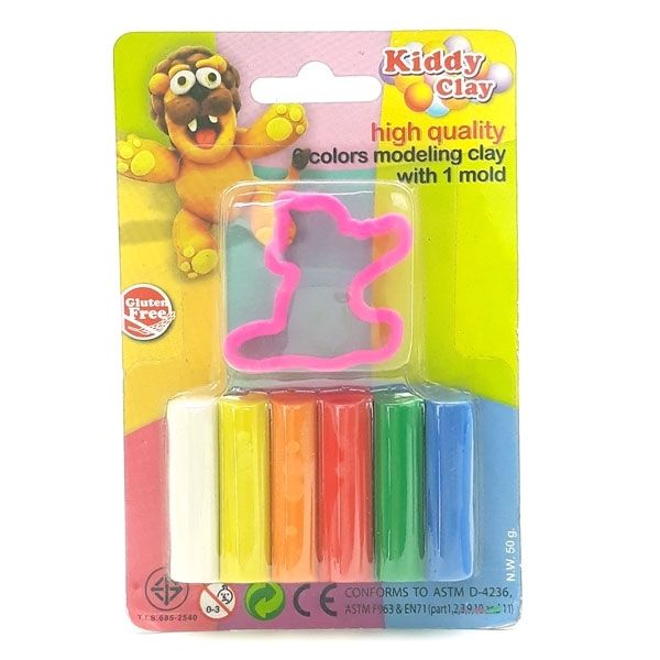 Đất Nặn Kiddy Clay 6 Màu + Khuôn Hình ST-50-6+SM (Mẫu Màu Giao Ngẫu Nhiên)