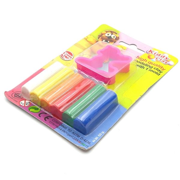 Đất Nặn Kiddy Clay 6 Màu + Khuôn Hình ST-50-6+SM (Mẫu Màu Giao Ngẫu Nhiên)