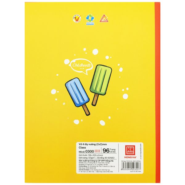 Vở Class Childhood - 4 Ô Ly 96 Trang 120gsm - Hồng Hà 0300 (Mẫu Màu Giao Ngẫu Nhiên)